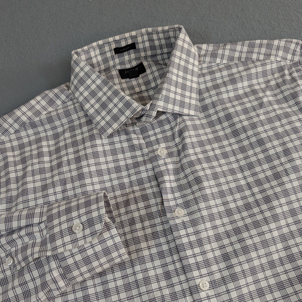 J.‎ Crew Ludlow Classic Fit Dress Shirt Mens 17.5 35 Plaid Button Down